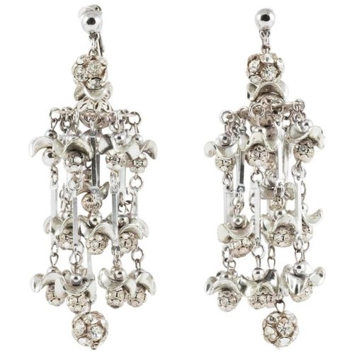 Exceptionally large, but light, chandelier earrings, 1960s