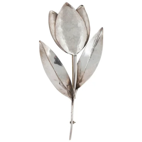 Huge sterling silver 'tulip' brooch, Carl Ruopoli, 1940s