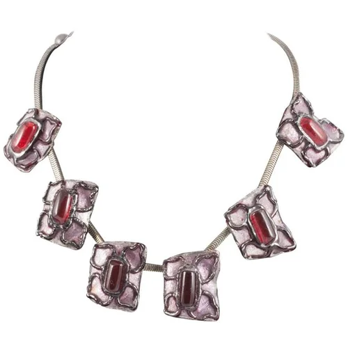 Pate de verre enamel 'Boho' necklace, Andree Bazot, 1960s