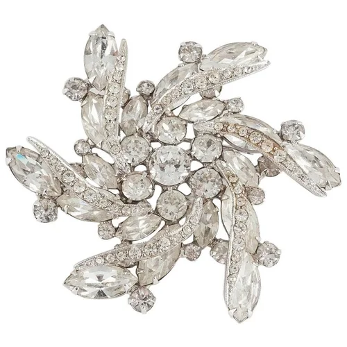 'Catherine wheel' clear paste, rhodium plated brooch, Weiss USA, 1950s