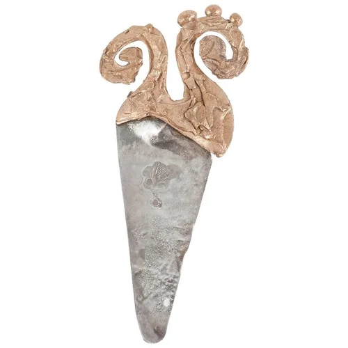 Gilt bronze and silver artisan made archeolgical style brooch, 1980s