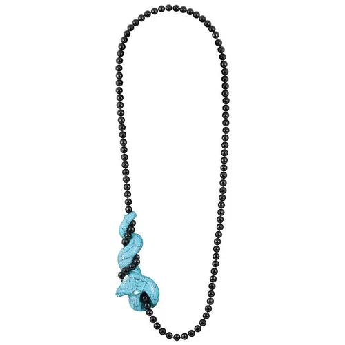 Sinuous onyx and turquoise 'snake' necklace