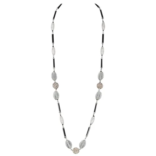 Sterling silver flapper necklace of glass, rhinestone and enamel, 1920s