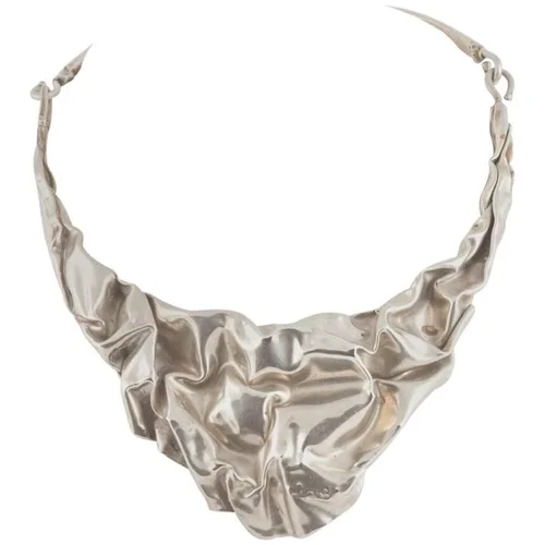 Striking hand made artisan 'crumpled' metal collar