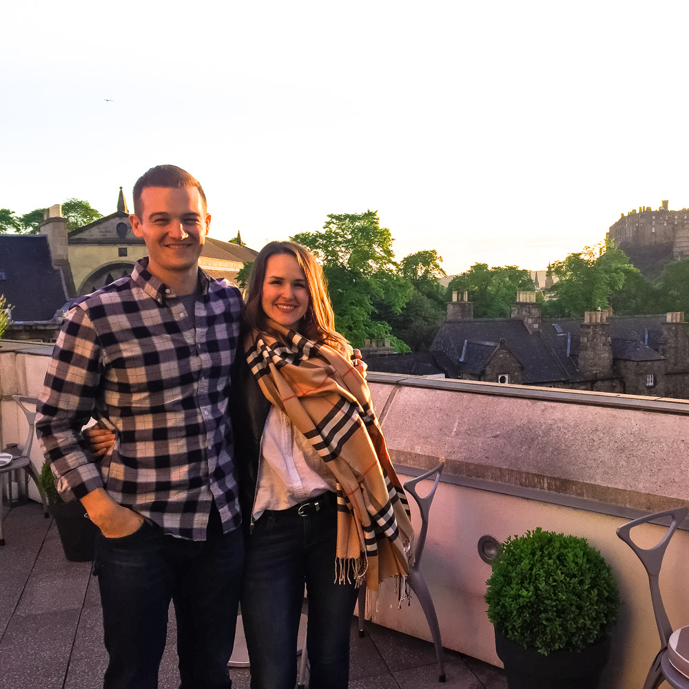After arriving in Edinburgh. Out for a nice dinner with a great view of the castle!