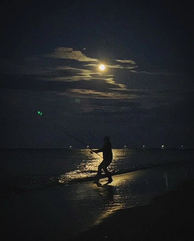 Guy #nightfishing, #socialdistancing. #portmonmouth #monmouthcountynj #blurrysupermoon