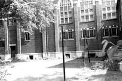Novitiate steps to the crypt ramp (pictured below)