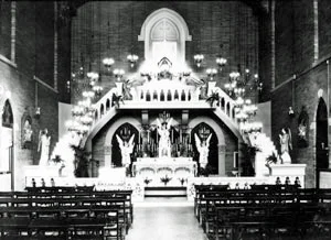Angel statues adorn the extern chapel