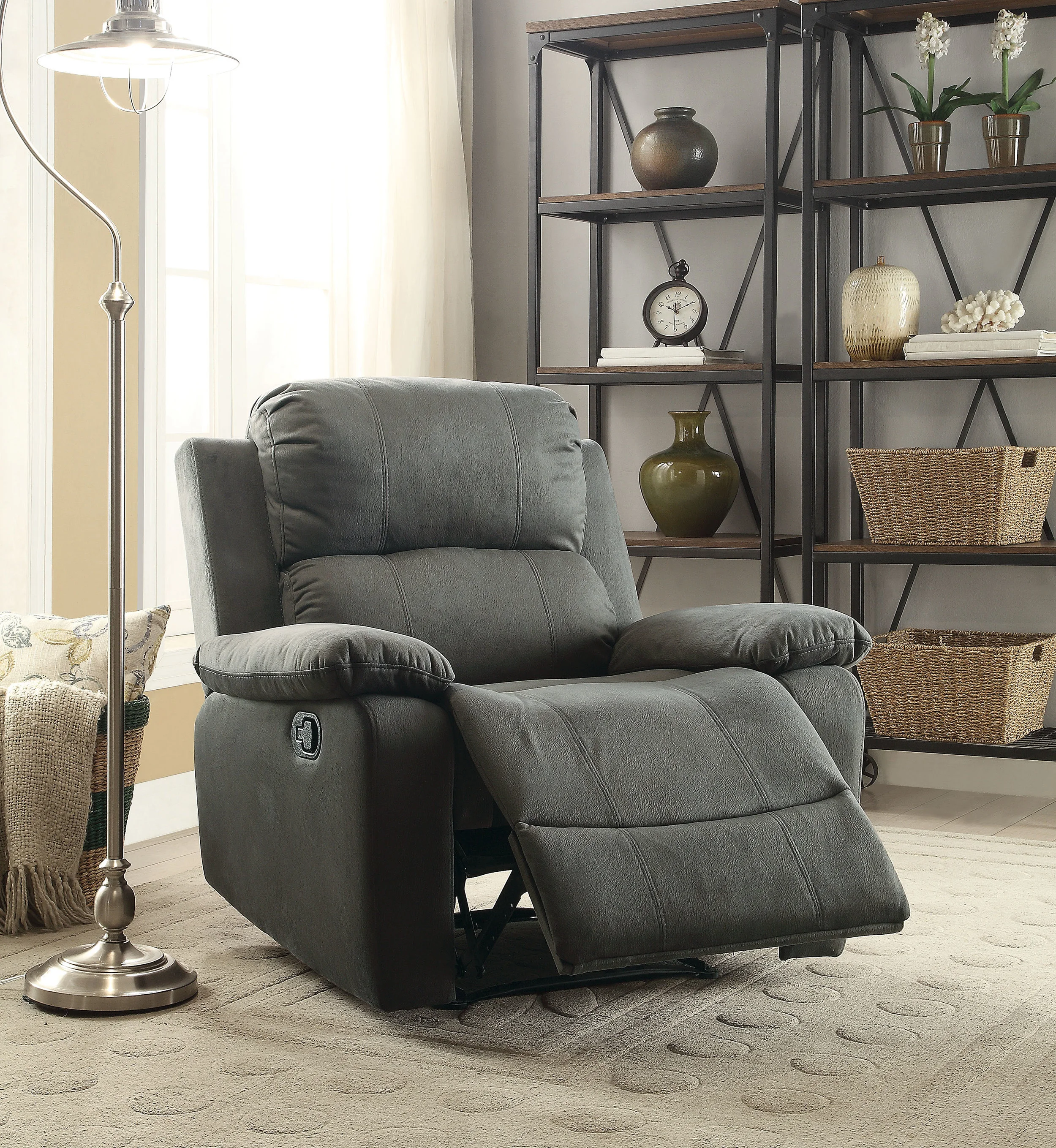 Recliner Charcoal Polished Microfiber