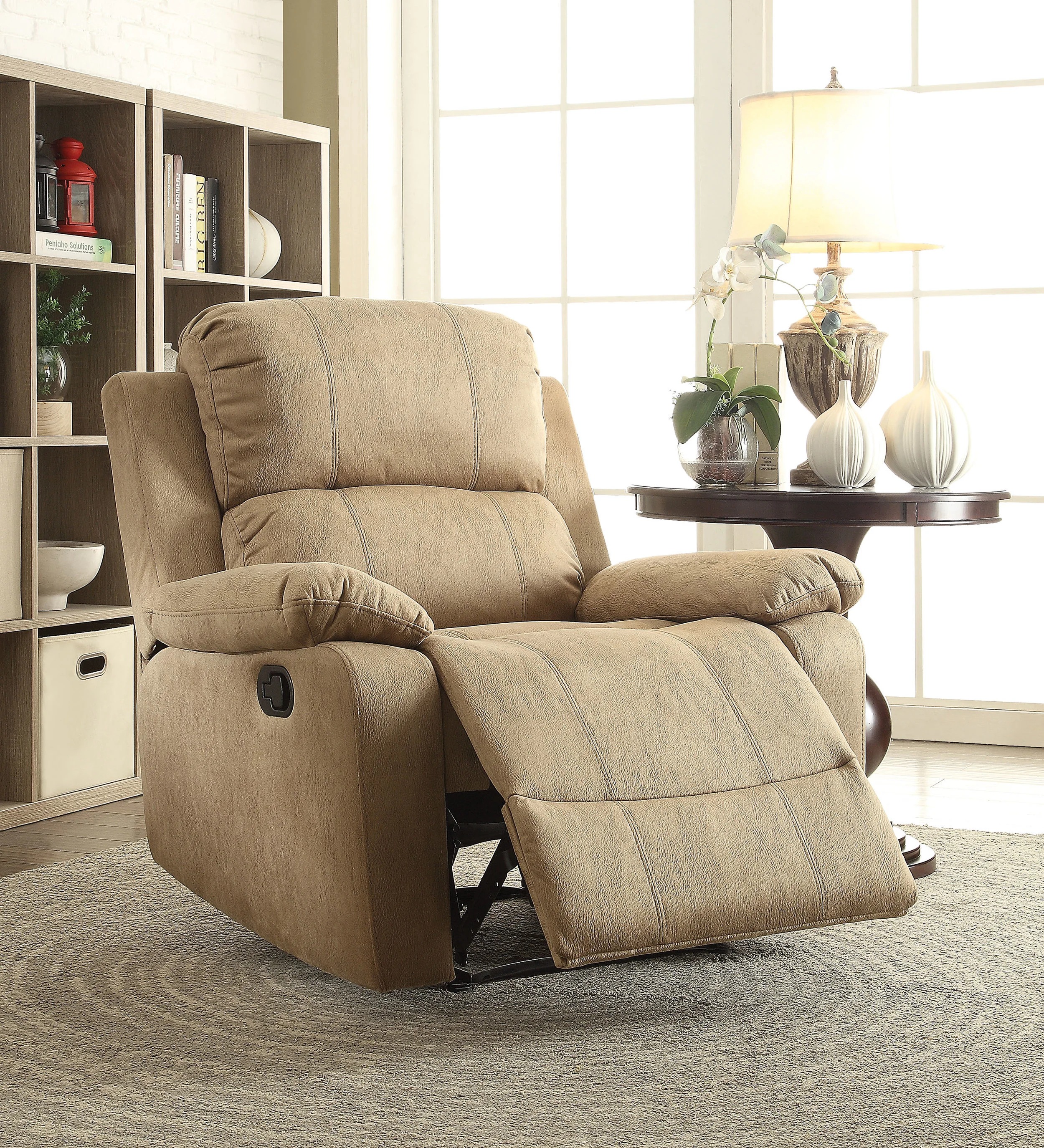 Recliner Light Brown Polished Microfiber 