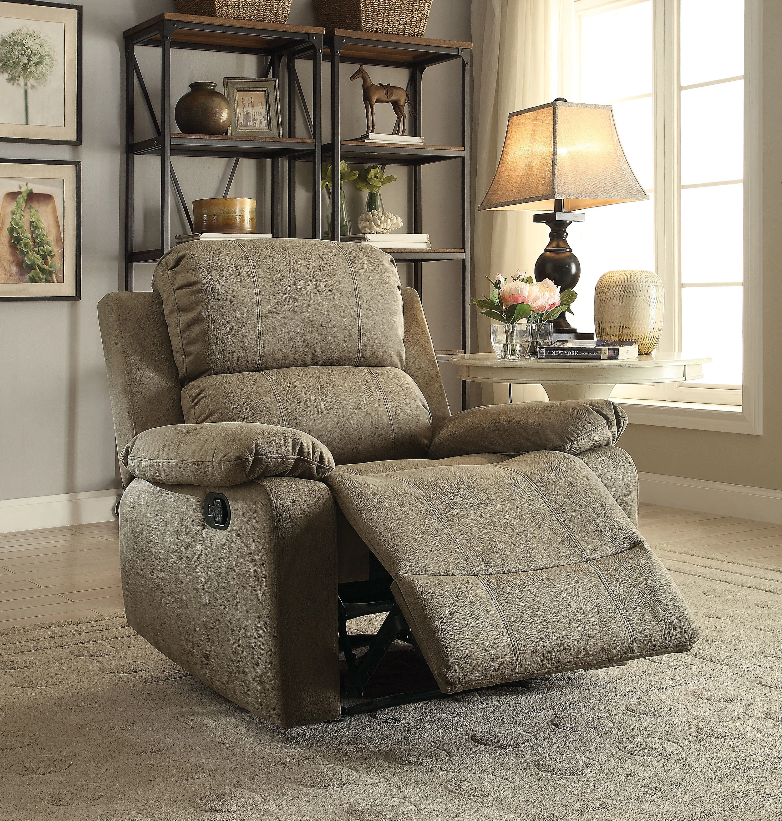 Recliner Taupe Polished Microfiber
