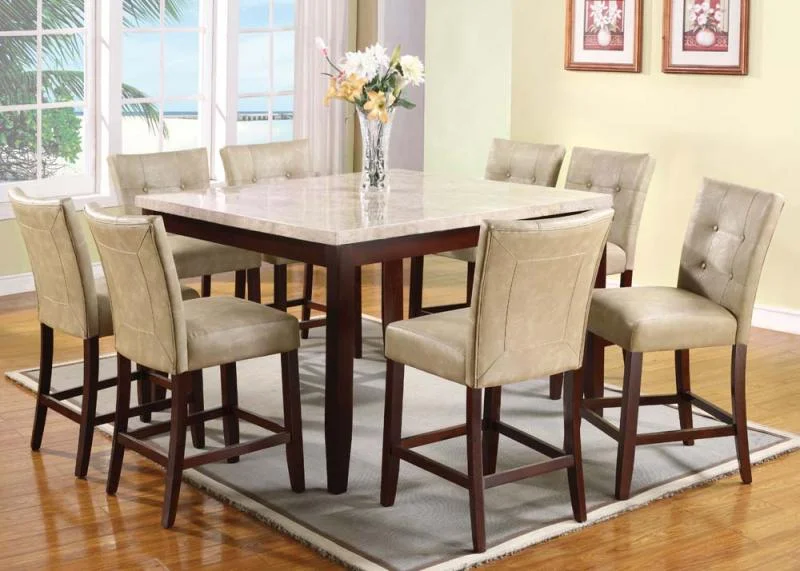 White Marble Counter Height Set