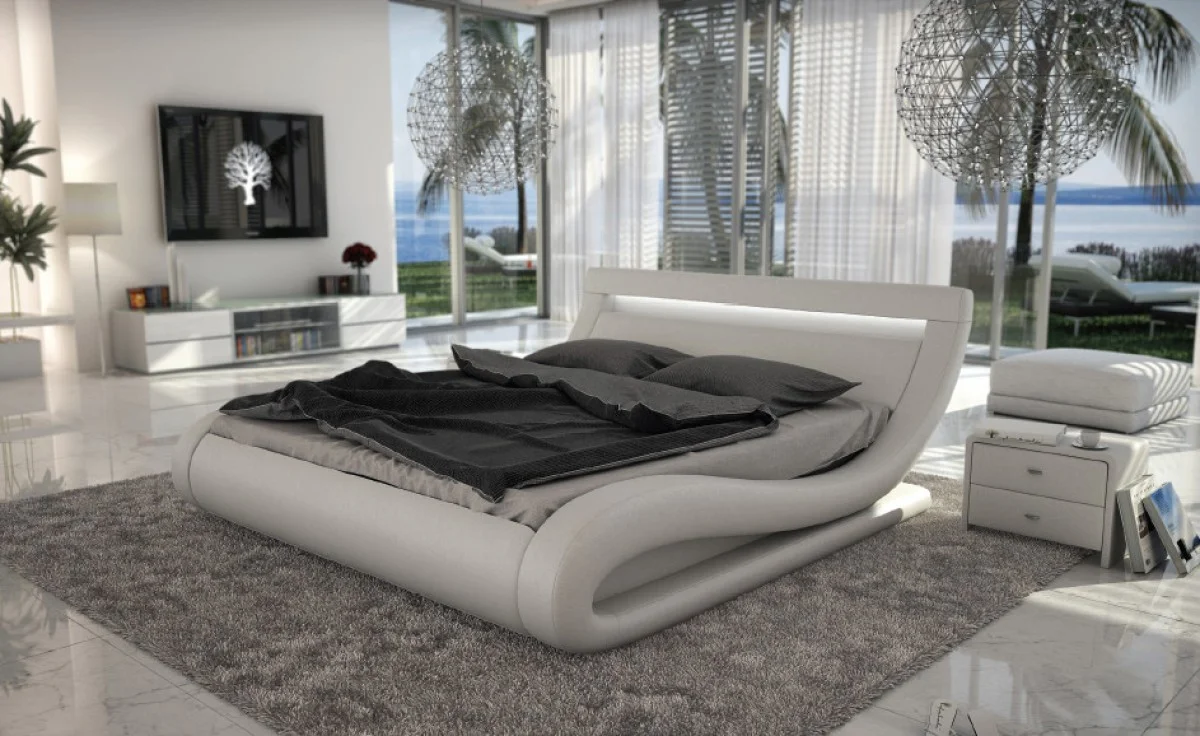 Italian White Bed with LED Lights