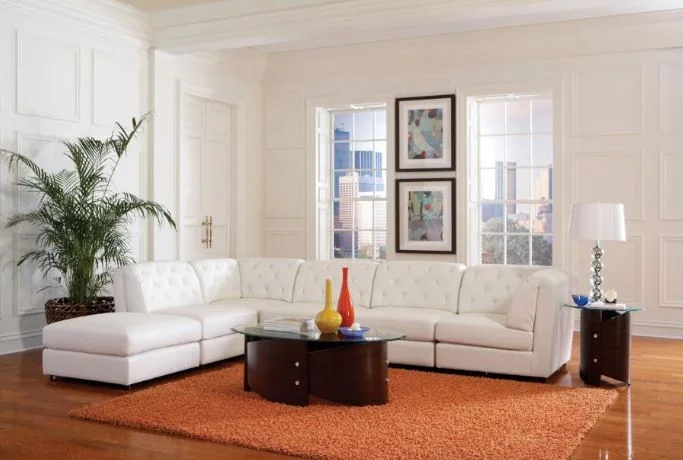 White Leatherette Sectional
