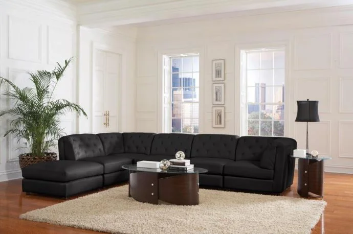 Black Leatherette Sectional 