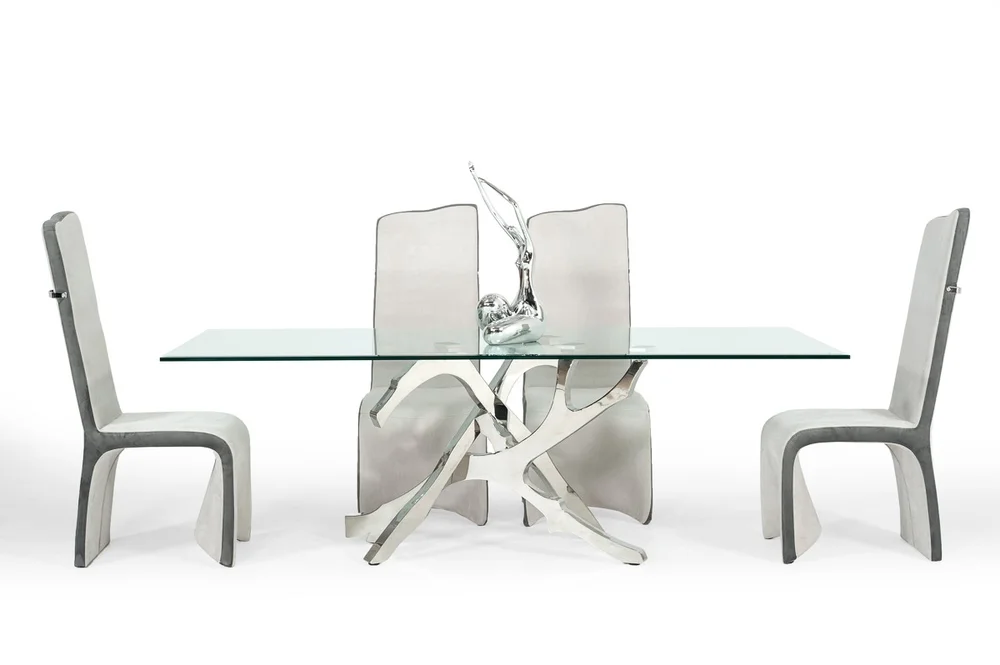 Modern Glass Stainless Steel Dining Set Decodesign Furniture Miami Fl Whole S - Stainless Steel And Glass Dining Room Table Modern Glass Stainless Steel Dining Set Decodesign Furniture Miami Fl Whole S - Stainless Steel And Glass Dining Room Table