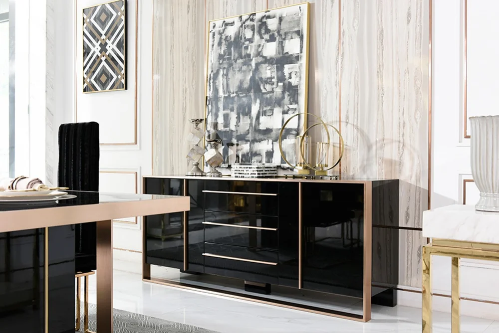 Black Dining Room Buffet Table