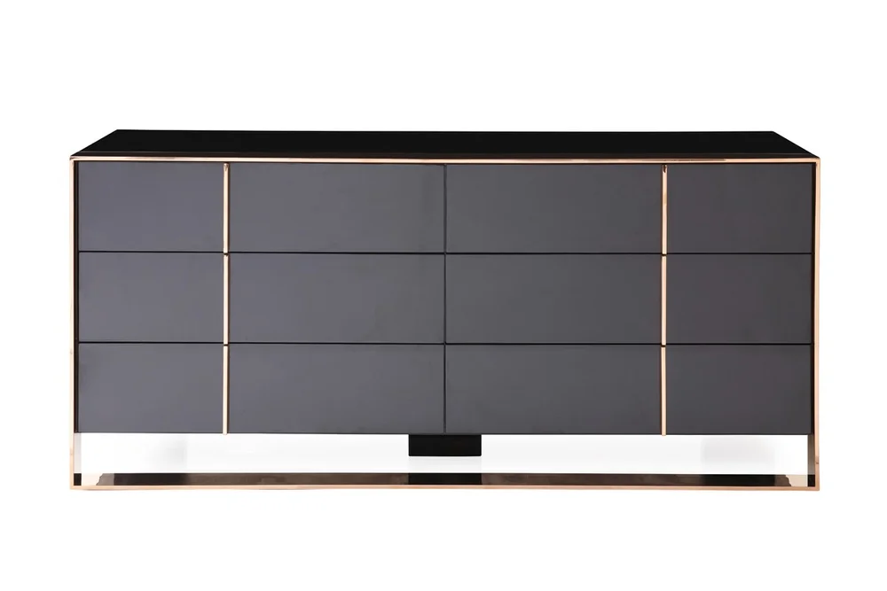 strawberry glitter mesh dress Mid-Century Fluted 3-Drawer Dressers Black Oak (Set of 2) main image 0