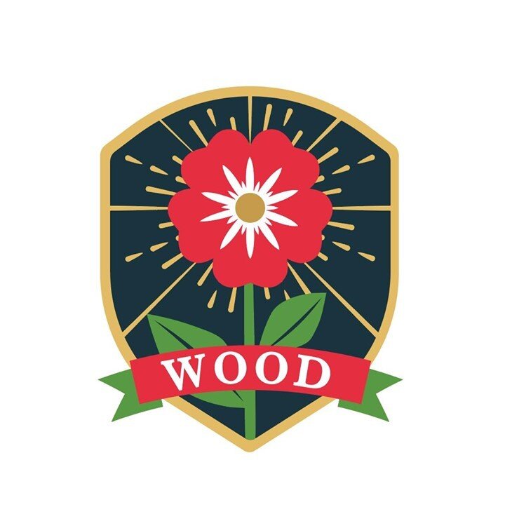 ...an unused alternate crest design for the Wood family. This version focused more exclusively on the symbols that represent each of their children: 💮🍃❄️, assembled together to create a unified image of a flower in bloom. The rays in the background