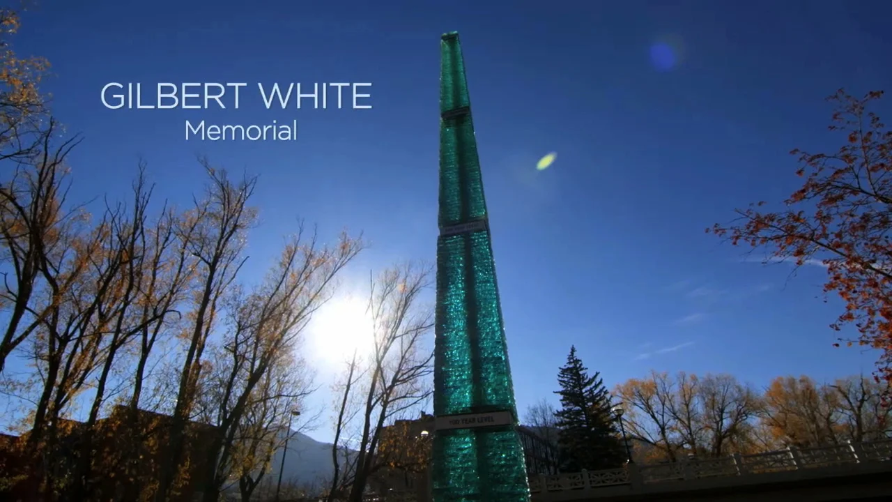 The Gilbert White Memorial stands by Boulder Creek and the downtown Farmer's Market.
