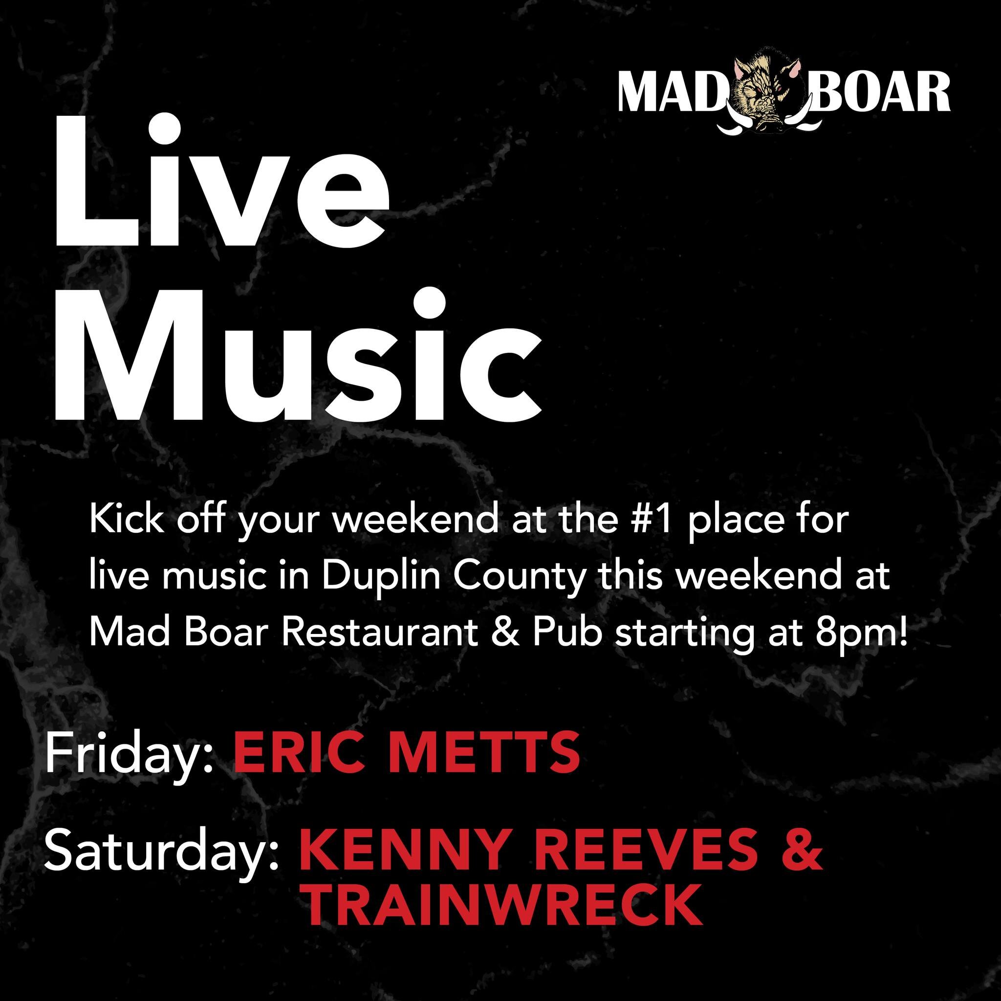 Looking for the perfect weekend hangout? Look no further than Mad Boar! 🎉 Join us for cold drinks, mouthwatering food, and live music by @ericmettsmusic on Friday and @peaceintheson on Saturday starting at 8pm. See you there! 🍹🎸

#livemusic #suppo