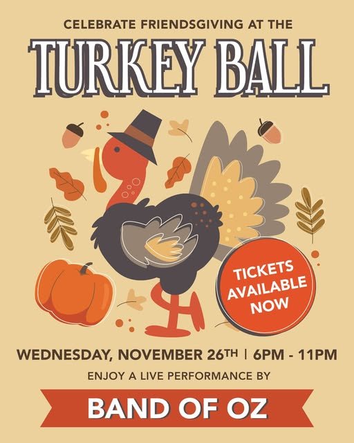 Get ready to dance the night away at The Turkey Ball 2025, happening NEXT WEEK!

Join us on Wednesday, November 26th from 6&ndash;11:30 PM at Celtic Court for an unforgettable night with Band of Oz, hosted by Beach Boogie and Blues and DJ Fred Rouse!