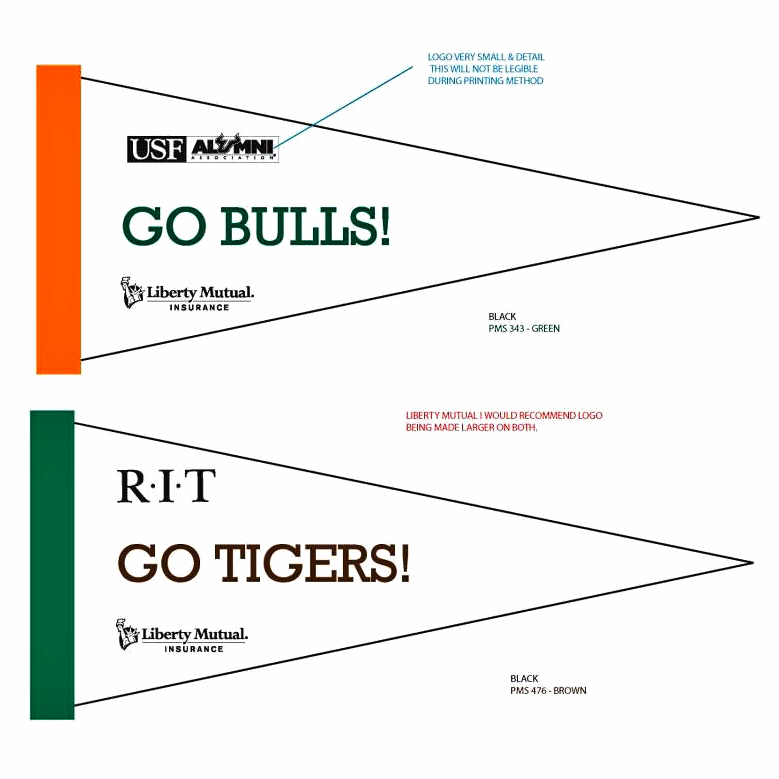college recruitment pennants