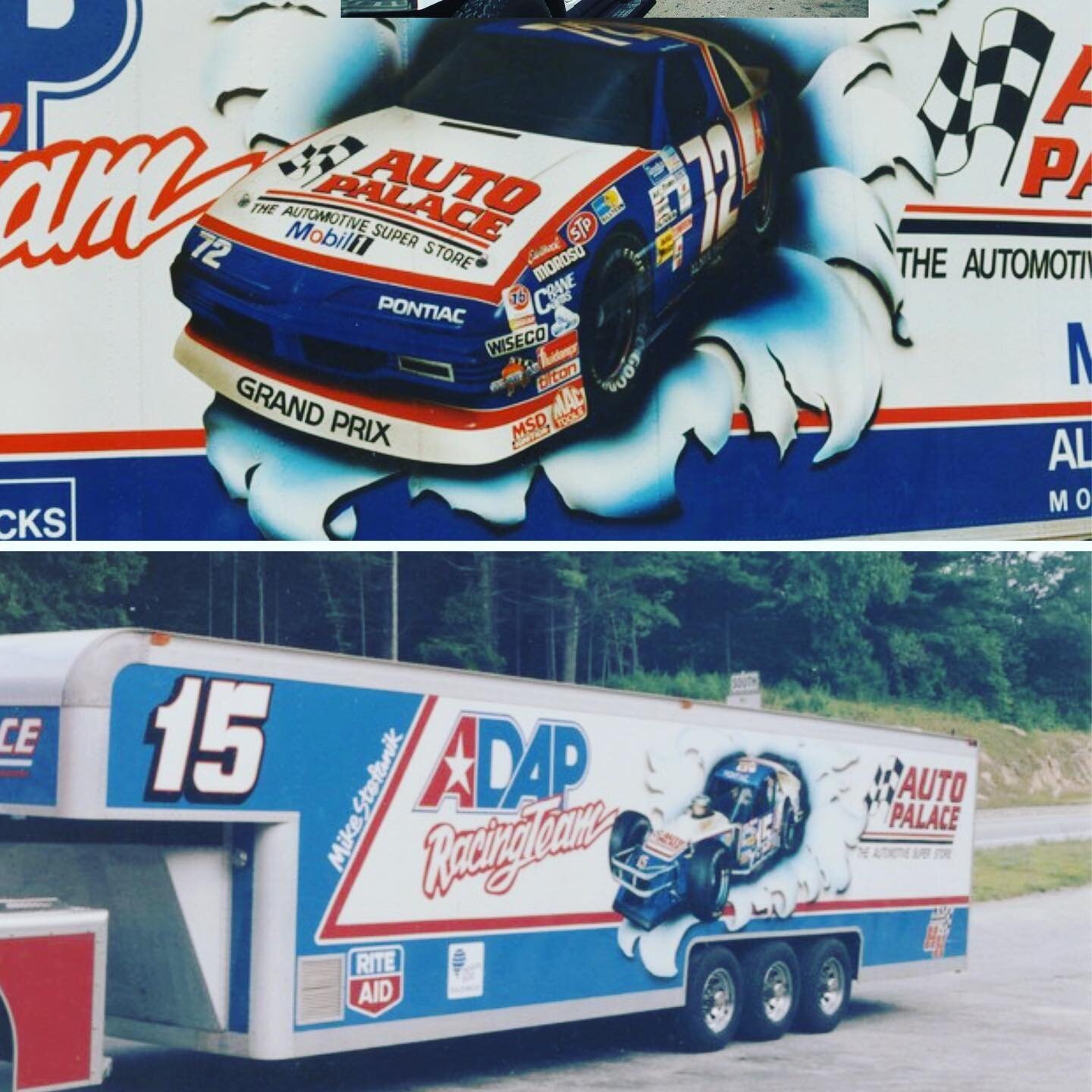 Throwback Thursday: Auto Palace Race Team trailer. Hand-cut vinyl decals and custom airbrushing