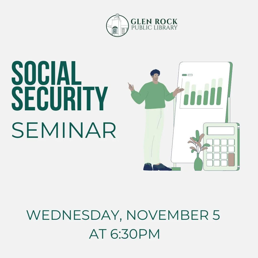 Join us for an informational session on Social Security on Wednesday, November 5th at 6:30pm!  This is a drop in program, but space is limited!  For more information, click on the link here!
https://bccls.libcal.com/event/14599207