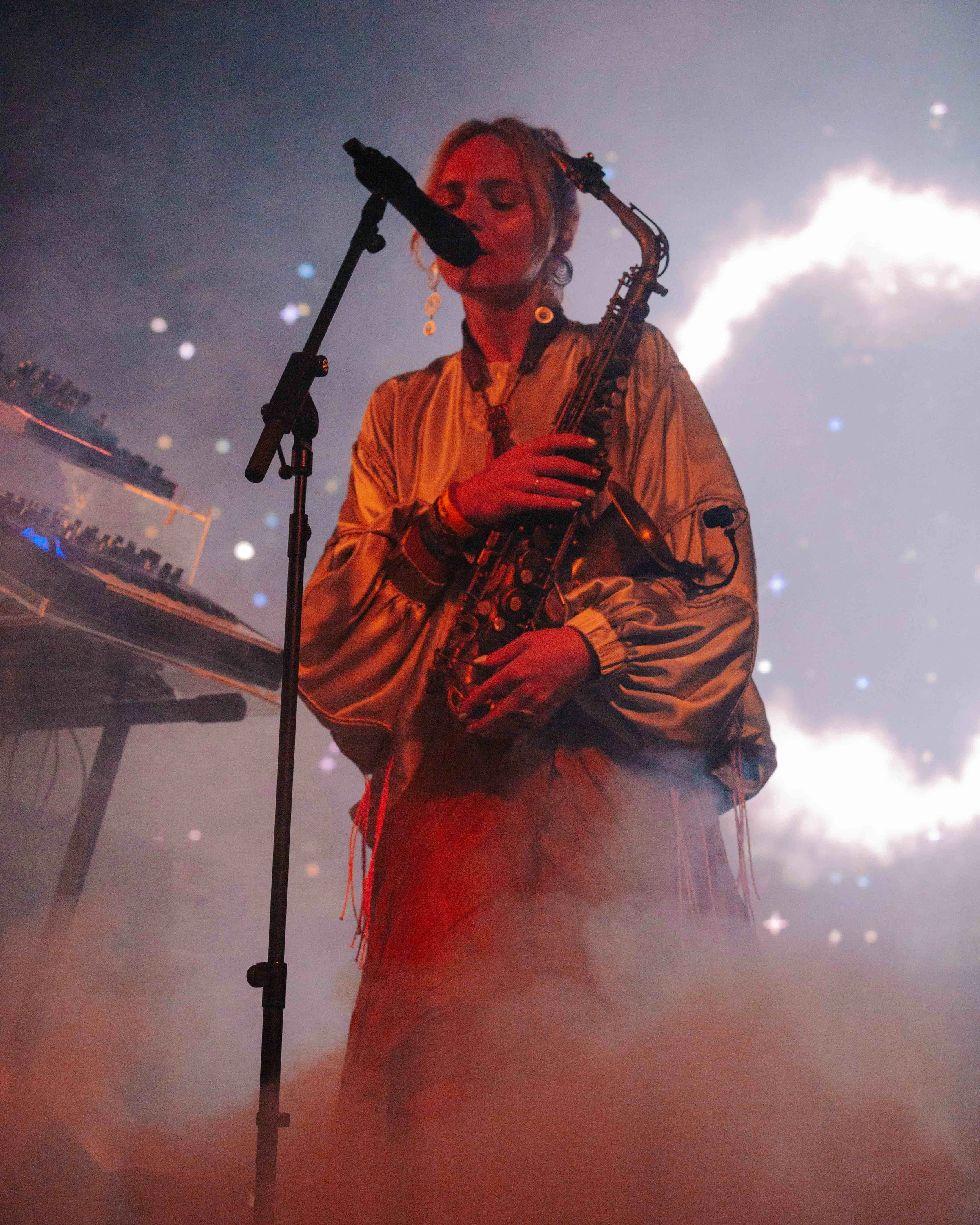 Laura Misch wearing Jakhu Studio jewellery at Glastonbury 2025