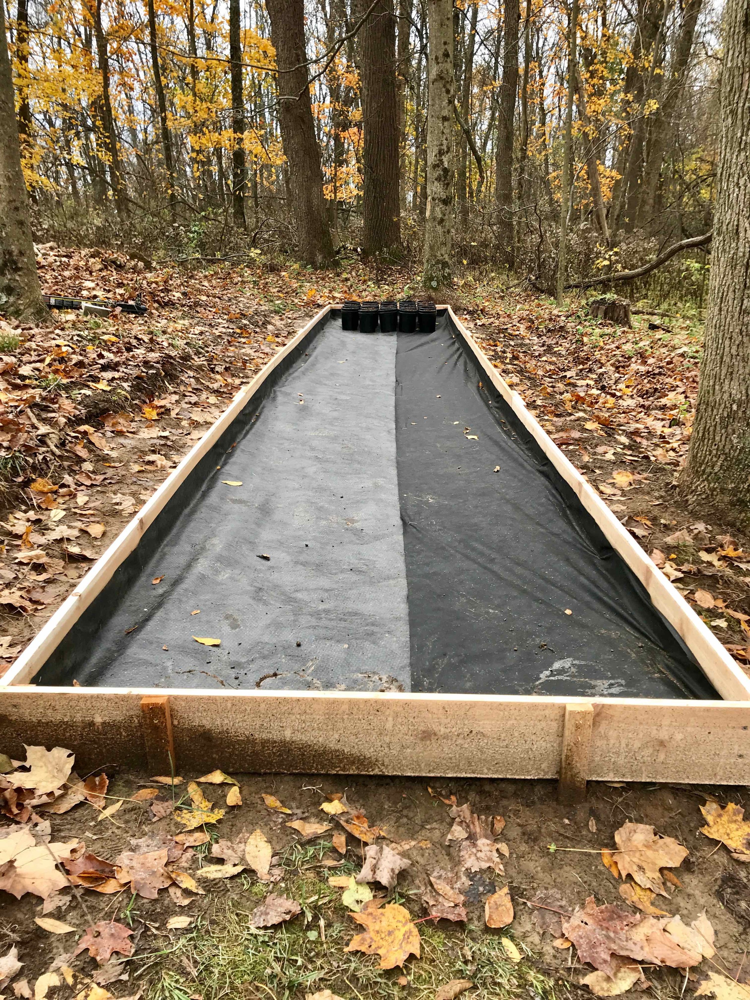 Then we lined the bed