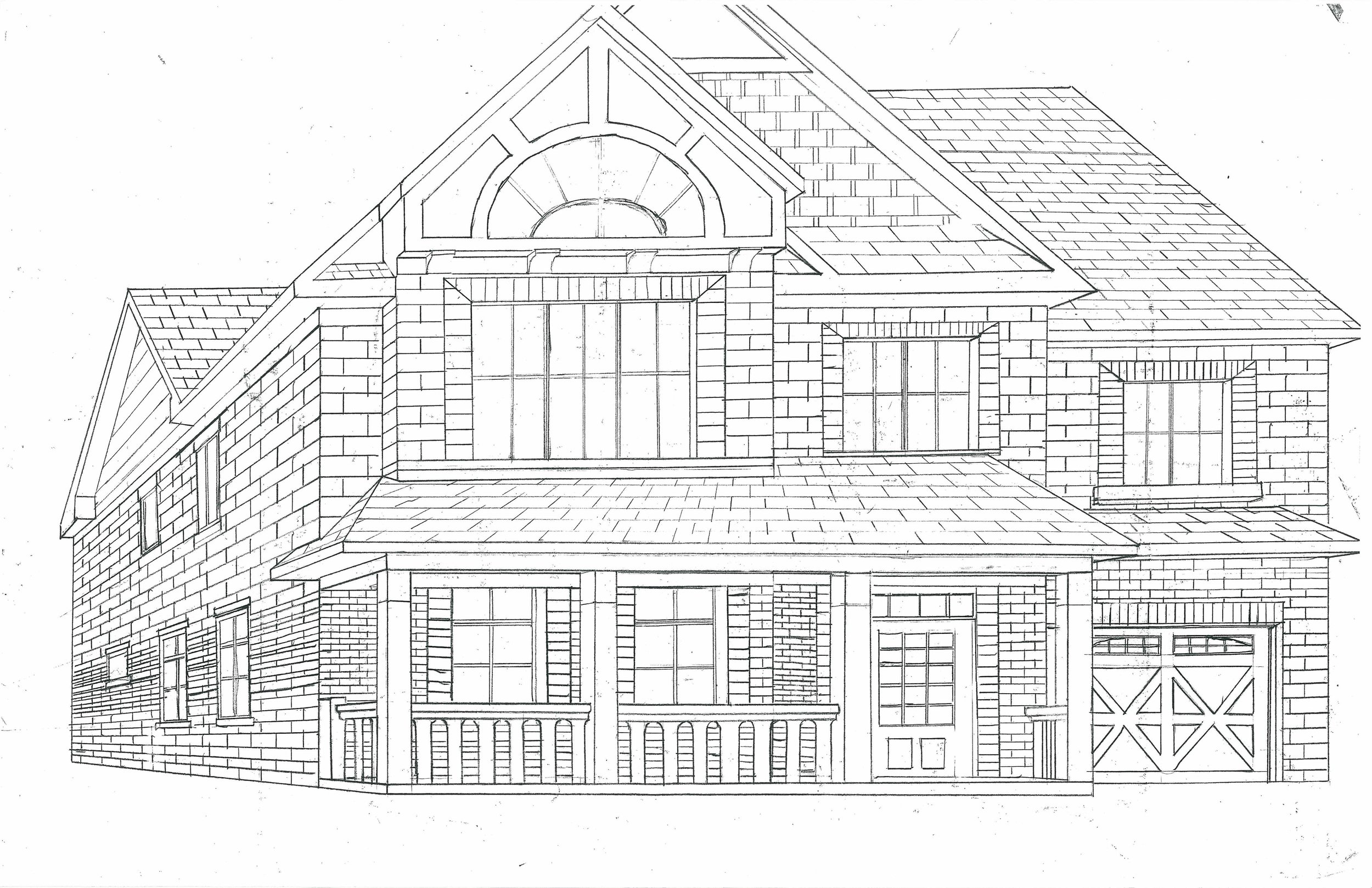 1 Point Perspective Drawing of Residential Home (Copy)