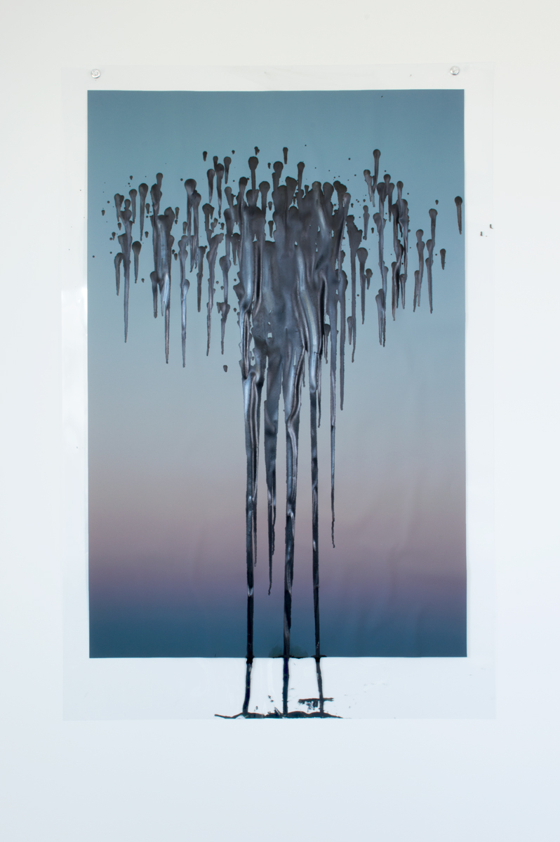  Dripped Sky. 2018. Archival Inkjet Print, Acetate, Recycled Printer Maintenance Ink. 26in x 40in. 