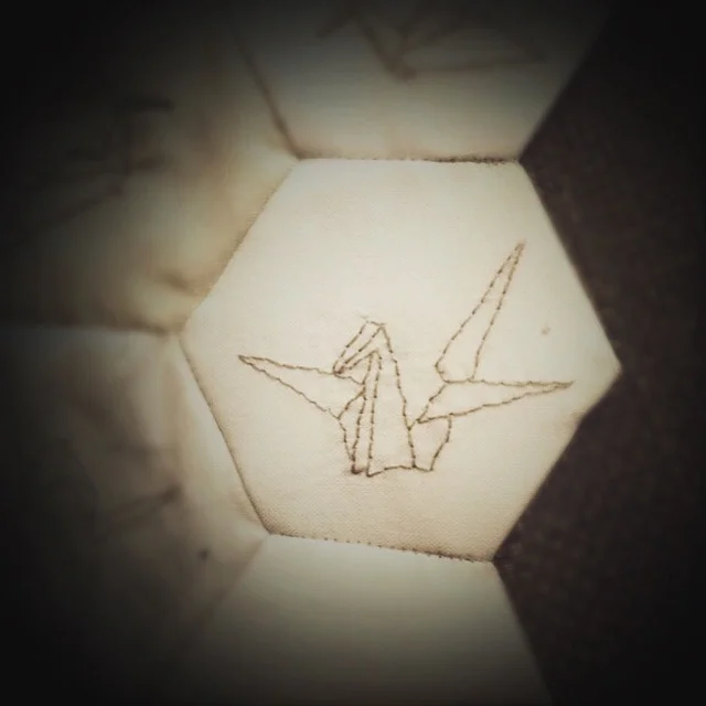 hand embroidered origami cranes