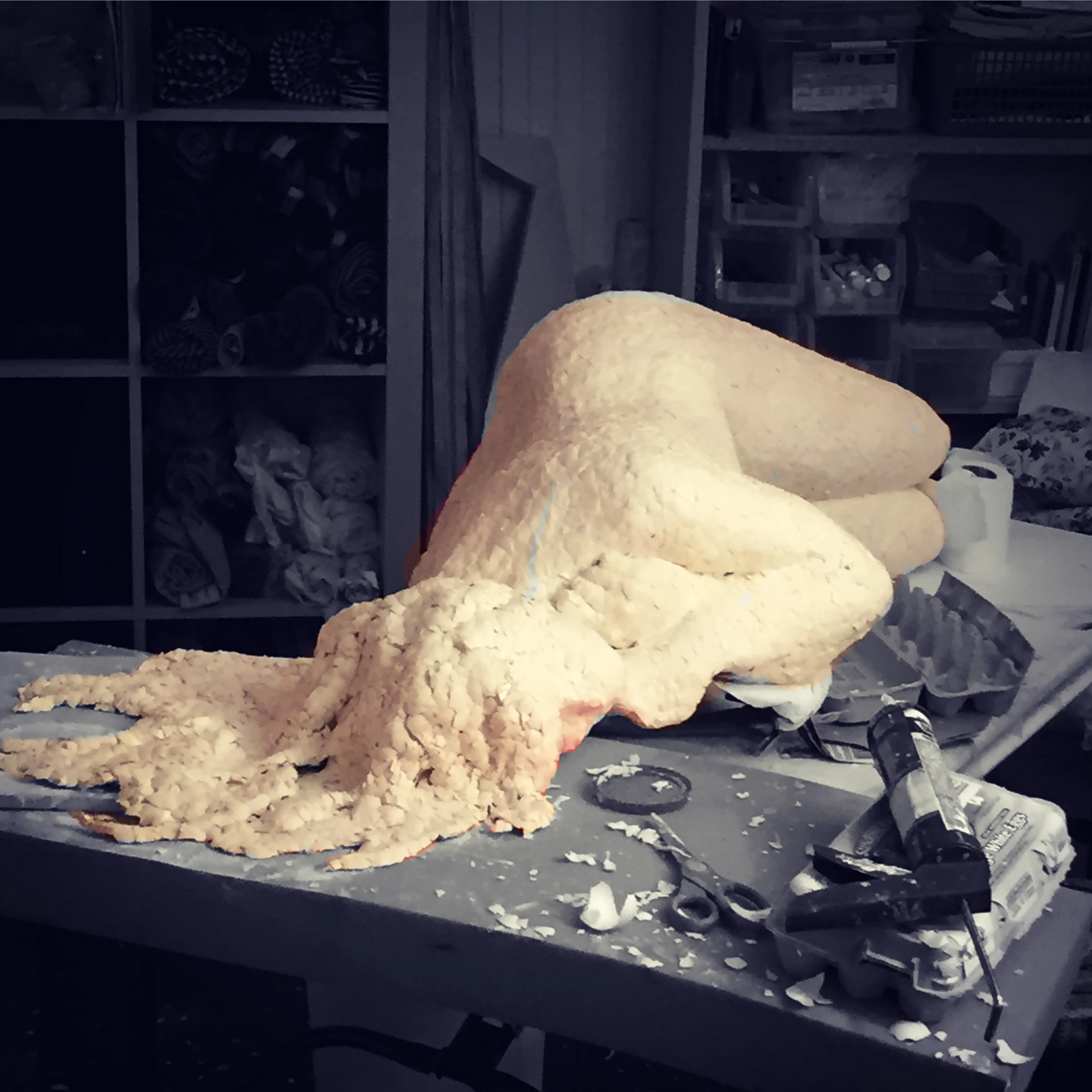  eggshell sculpture in process 