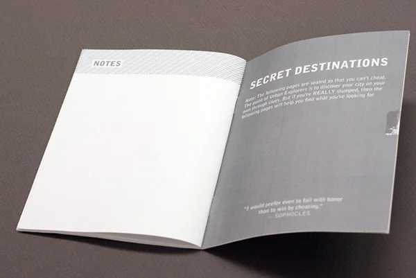 A sealed section of the book that would contain answers to the clues.&nbsp; 