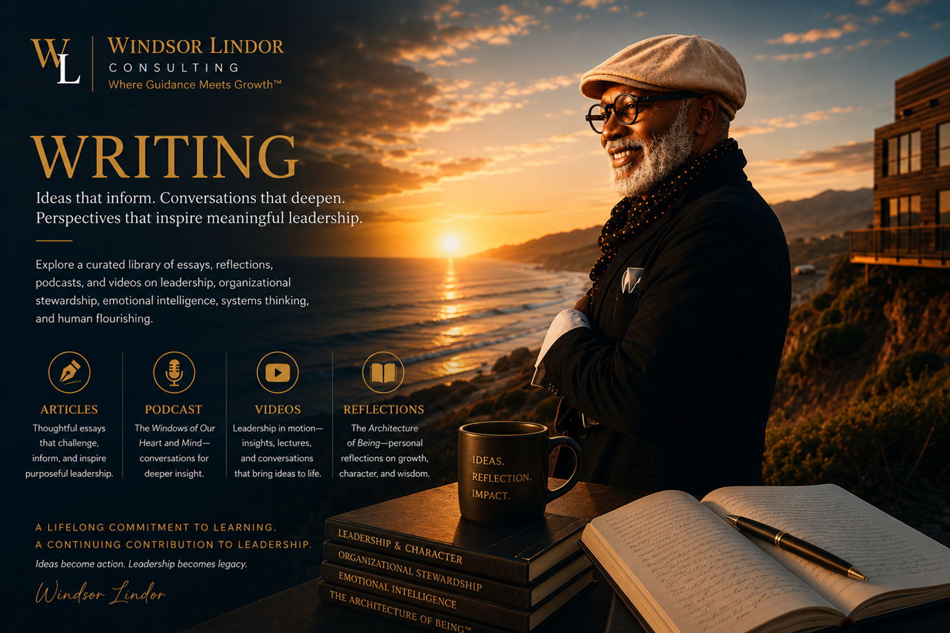 Explore Windsor Lindor's growing library of leadership articles, personal reflections, podcasts, and videos exploring organizational stewardship, emotional intelligence, human development, systems thinking, self-leadership, and human flourishing.