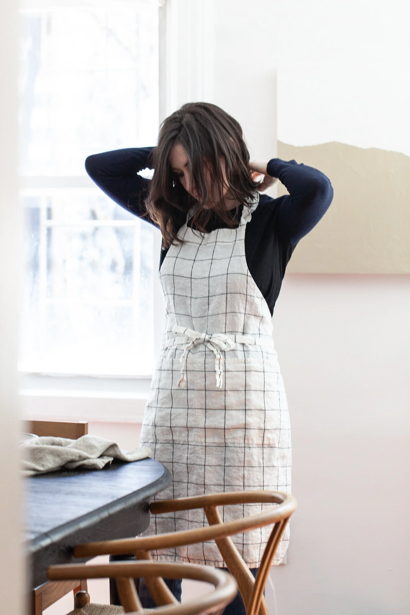 Linen Apron - Large Checks