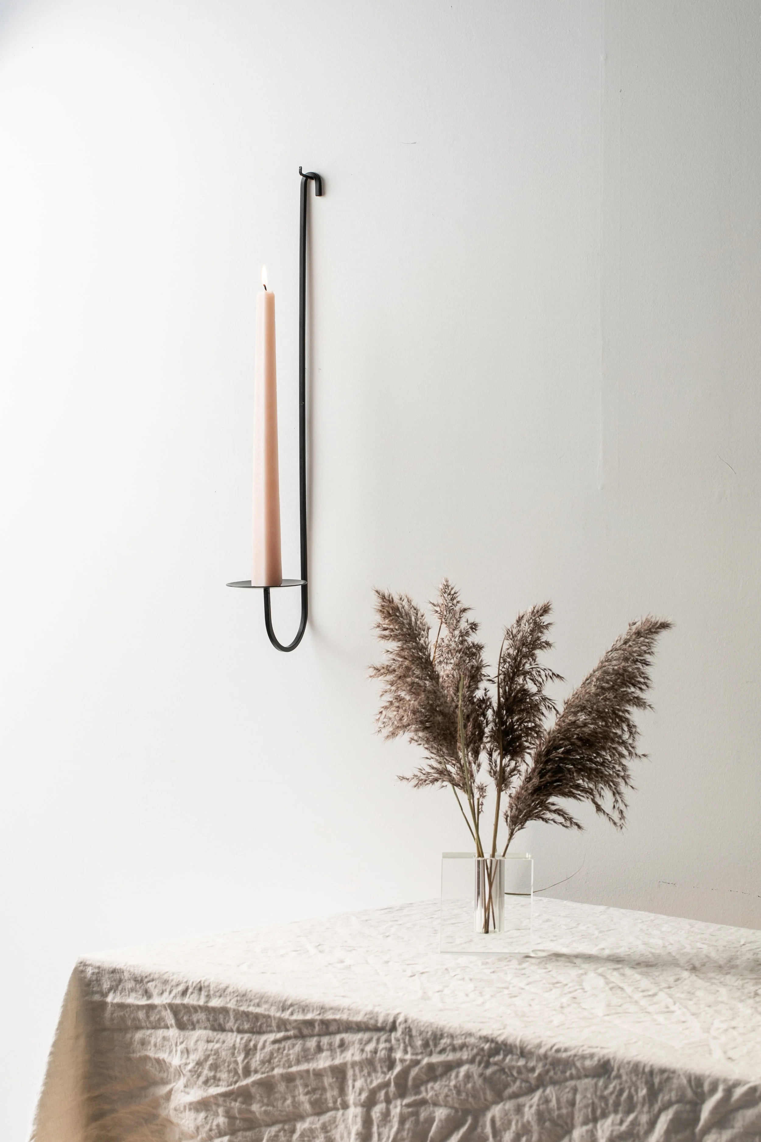 Two Arm Iron Candle Holder Double Arm Black Wall Sconce — Hoppe Shoppe