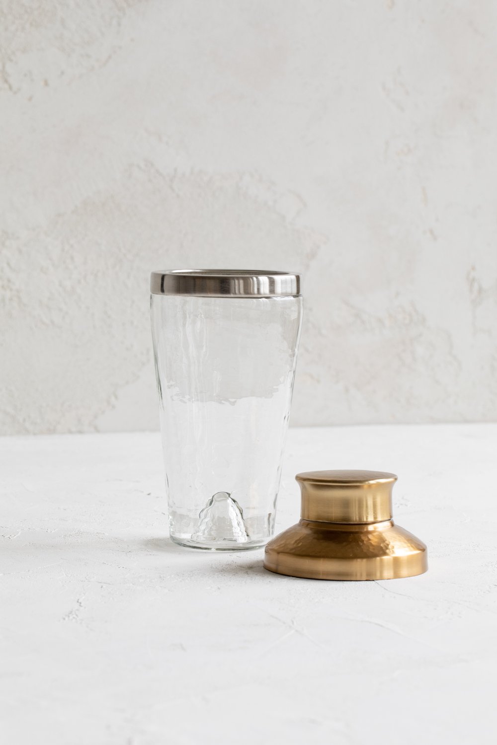 Pebbled Glass Cocktail Shaker  Glass & Gold Cocktail Shaker — Hoppe Shoppe