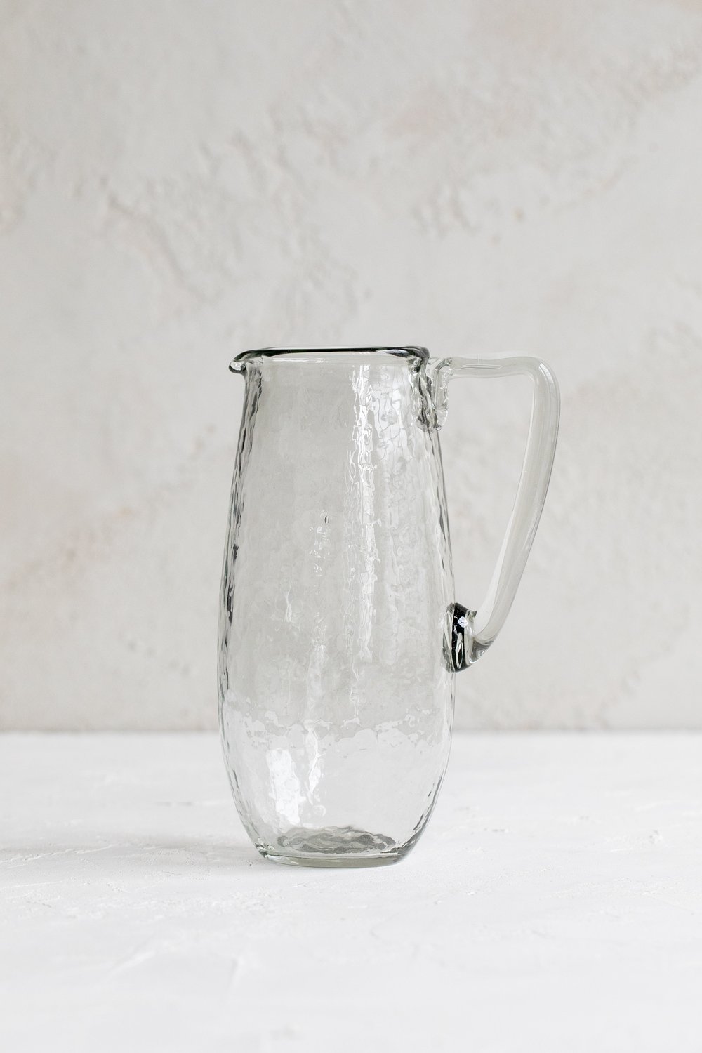 Pebbled Glass Pitcher  Textured Glass Jug — Hoppe Shoppe