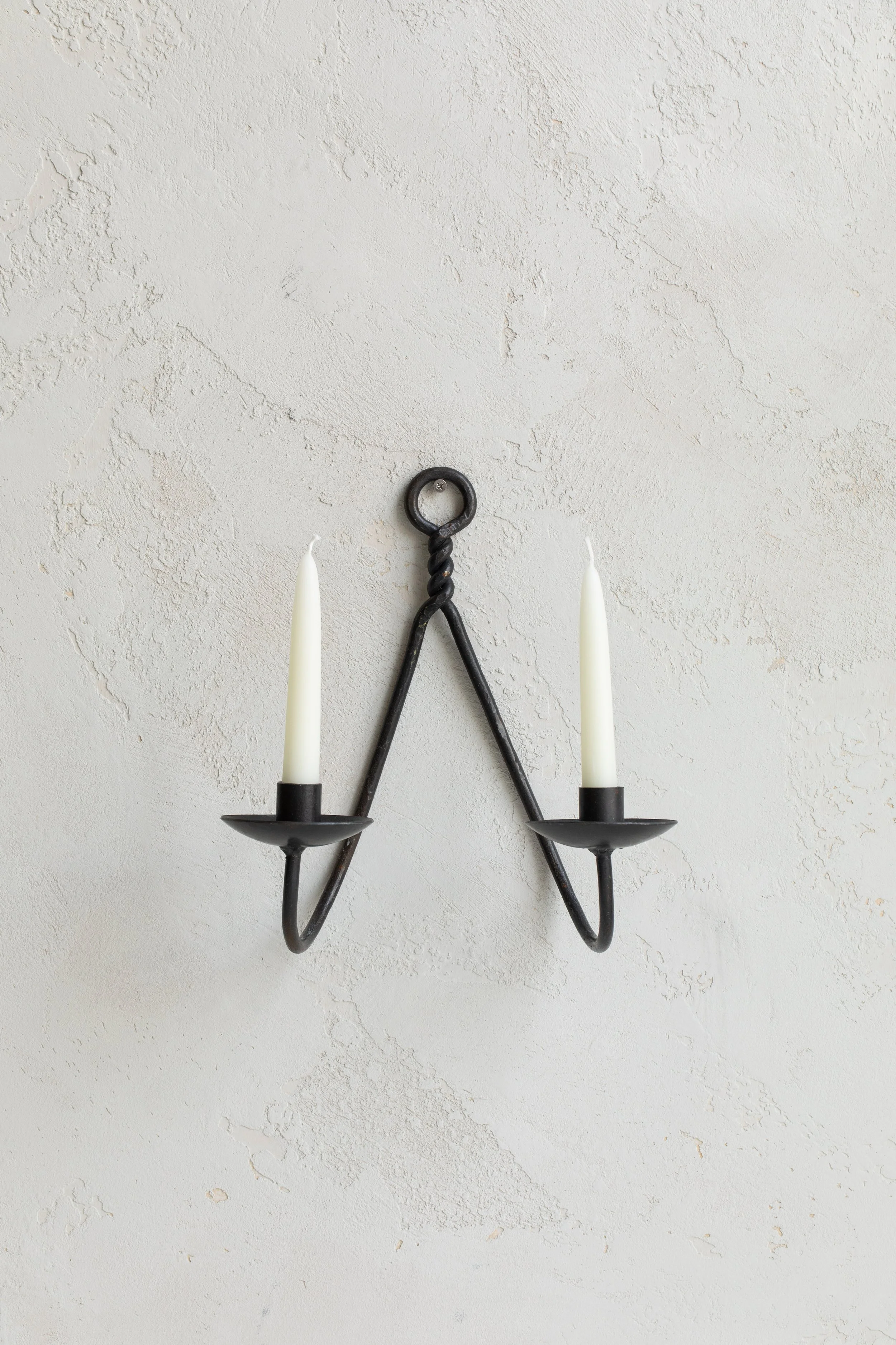 Two Arm Iron Candle Holder Double Arm Black Wall Sconce — Hoppe Shoppe