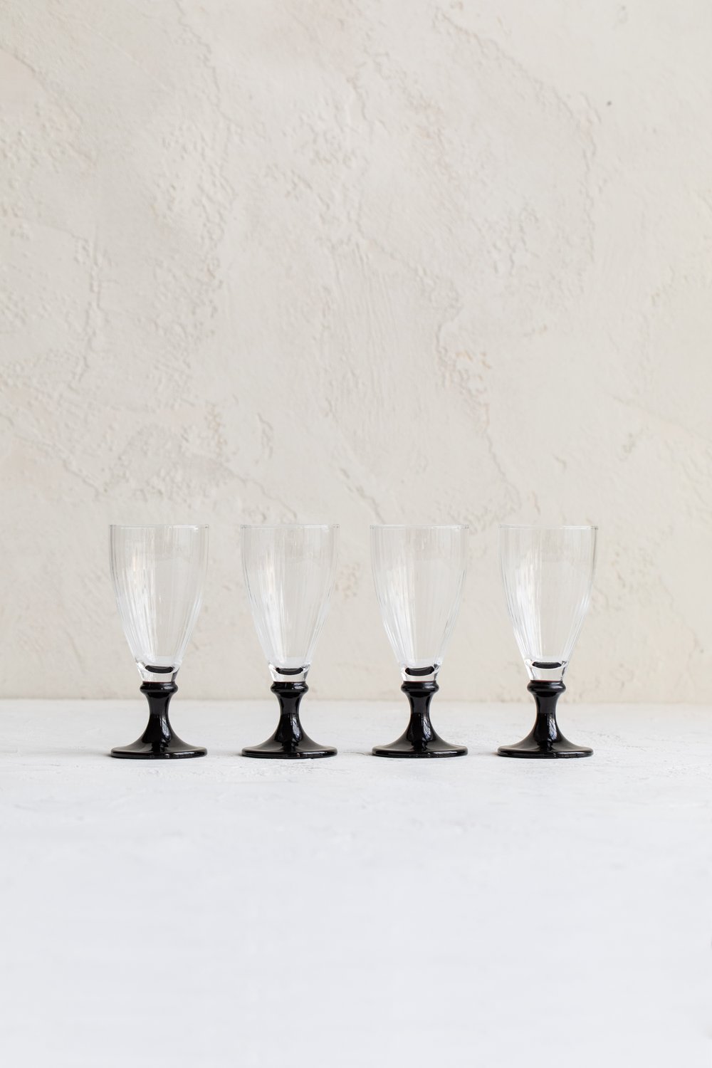 Vintage Black Stem Short Wine Glasses — Hoppe Shoppe