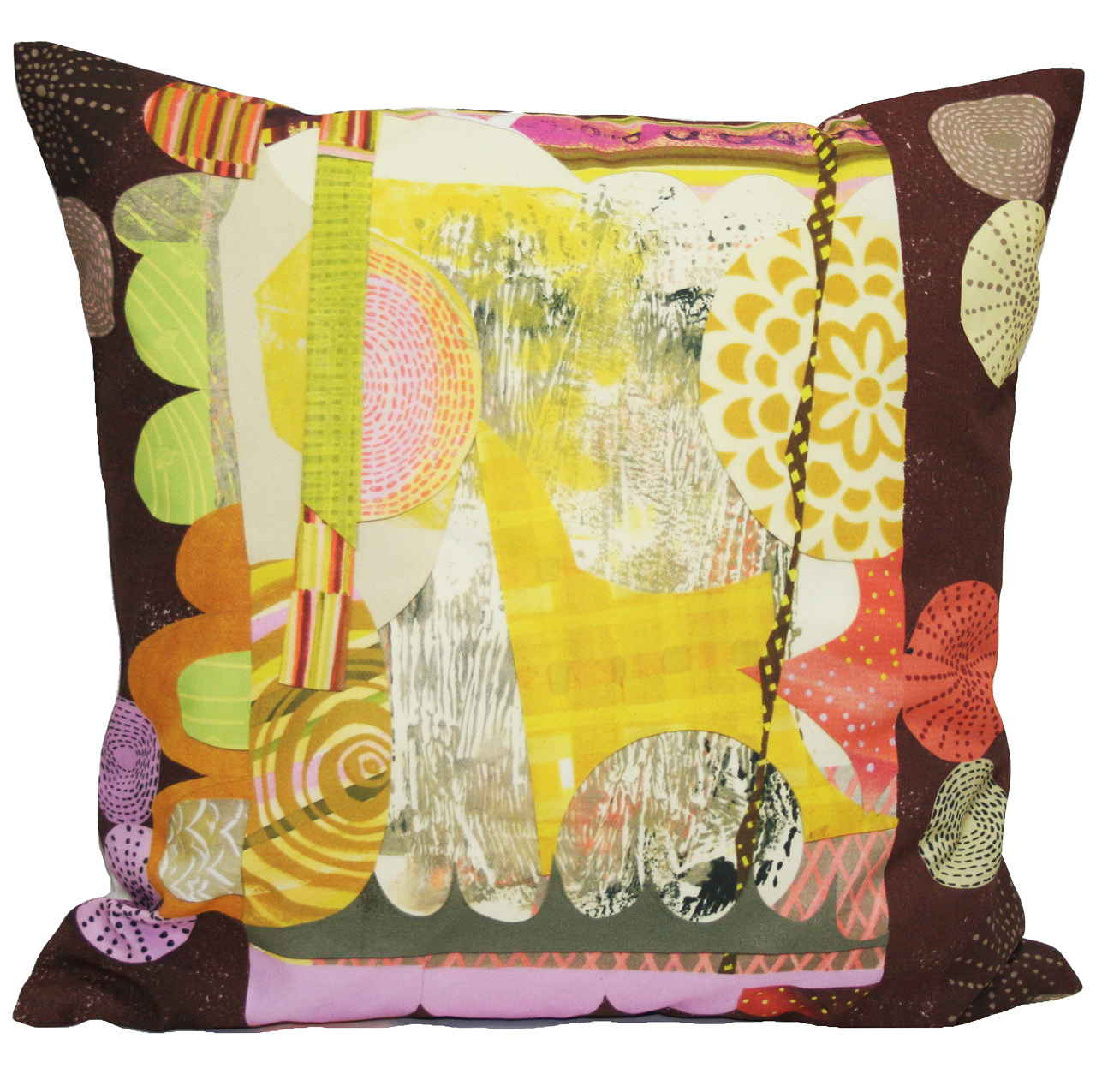  Digitally printed textile from collage and digital made into pillow cover 