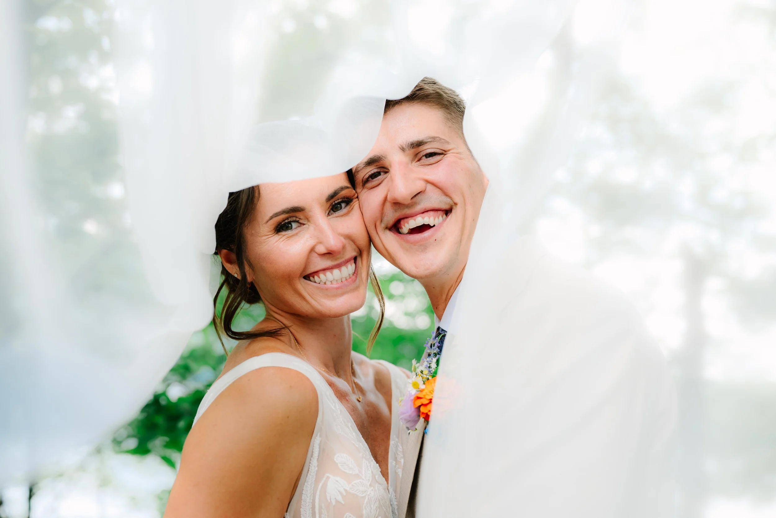 Romantic lakeside wedding portraits