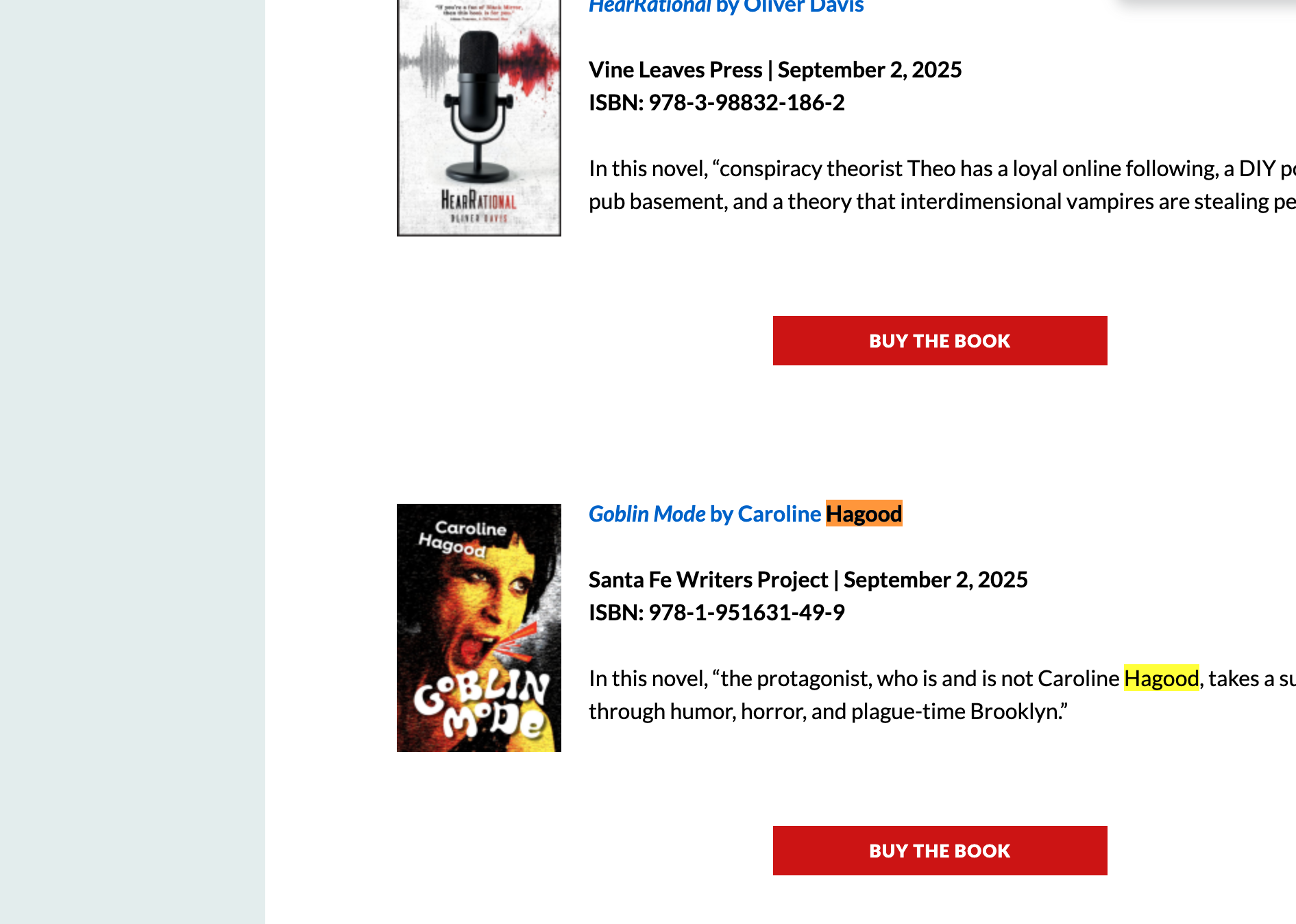 Goblin Mode on CLMP's 2025 Fiction Reading List