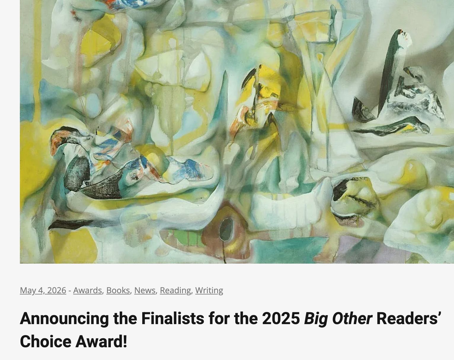 Death and Other Speculative Fictions receives Honorable Mention in Big Other Readers' Choice Awards