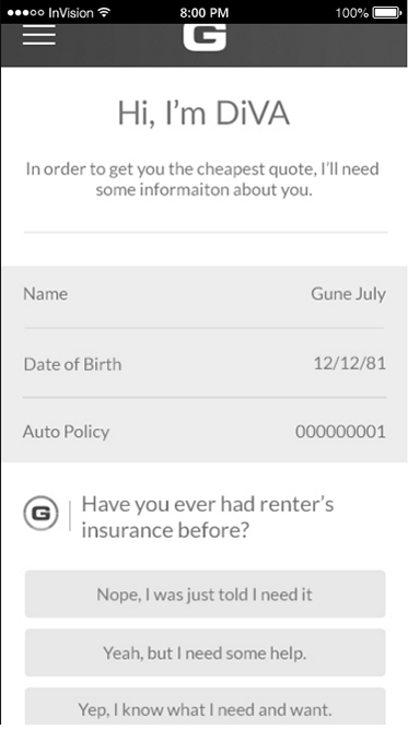 Complete the form as you go. This version was testing showing the customer the completion of the form while they are filling it out.