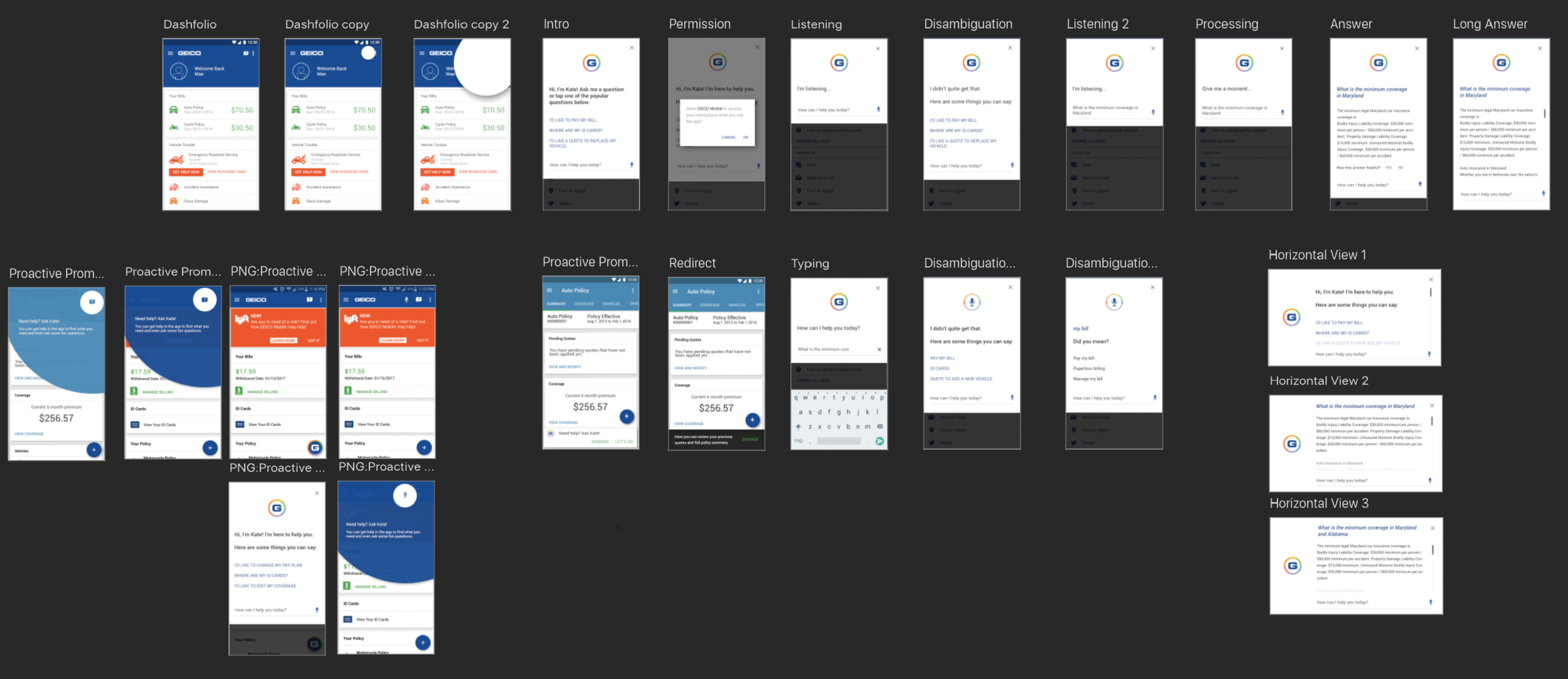 The full set of mockups, including some options around the feature discovery component.