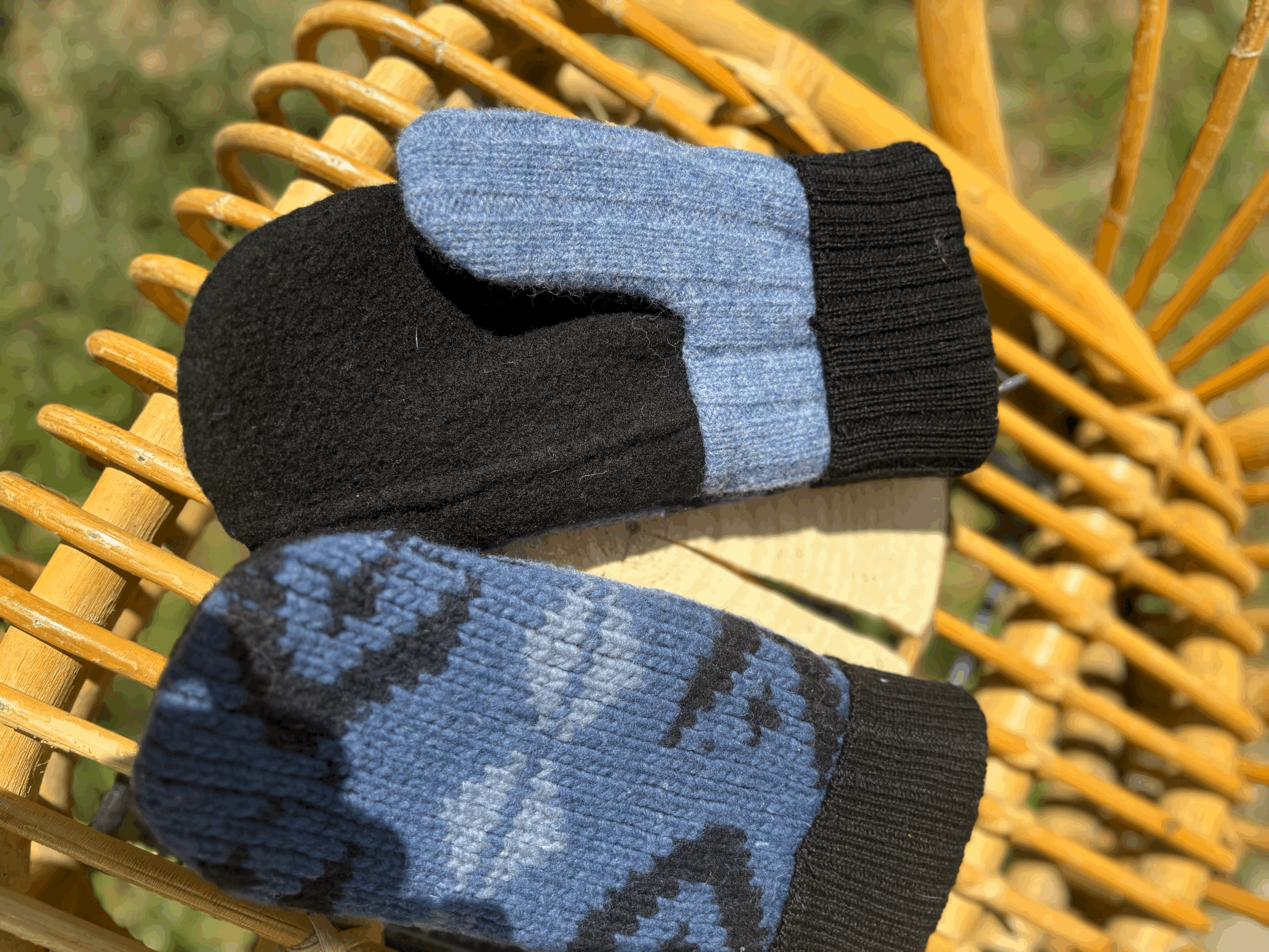 alpaca and recycled sweater mittens